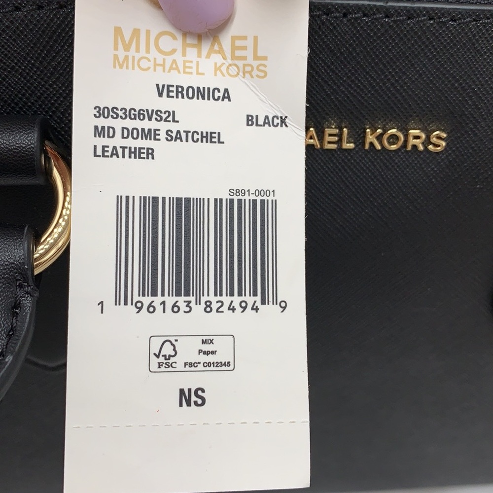 MICHAEL KORS
(NWT
Veronica Medium Saffiano Leather Dome
Satchel BLACK COLOR - Picture 14 of 14